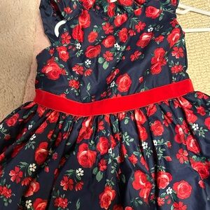 Floral Kids Dress in Navy and Red